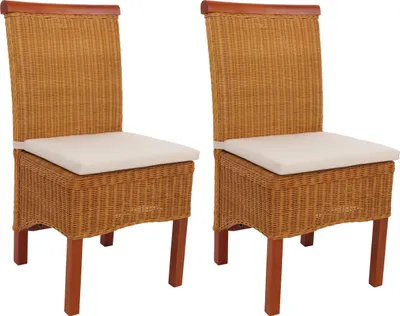 Zdjęcie produktu dla zestaw 2 krzeseł do jadalni Krzesło wiklinowe M42, rattan ~ z poduszką na siedzisko