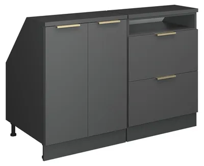 Produktbild von Küchenschrank für Dachschrägen Vicco R-Line Anthrazit-Gold 120 cm 2er Set Schrankkorpuss 60 cm Tiefe, Model 60641