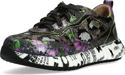 Produktbild von Laura Vita Damen Sneaker mit floralem Muster Pailletten und Plateau Burton 40, Größe:40 EU, Farbe:Grün