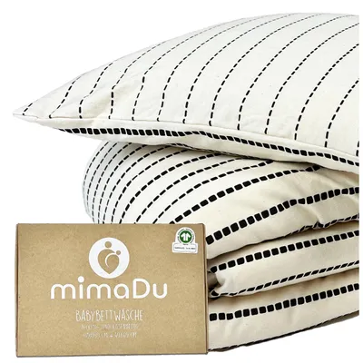Obrázok produktu pre Obliečka na detskú postieľku 100 x 135 cm z organickej bavlny GOTS Oeko-Tex100 – Sada posteľnej bielizne pozostávajúca z obliečky na prikrývku a obliečky na vankúš – Pre detskú postieľku a detskú postieľku