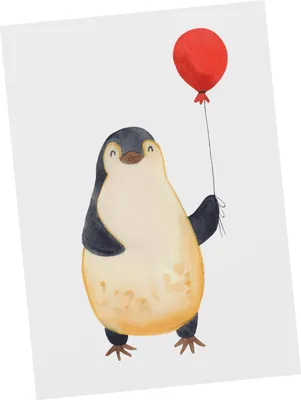 Produktbild von Mr. & Mrs. Panda Postkarte Pinguin Luftballon - Weiß - Geschenk, Motivation, Grußkarte, Kirmes, Jahrmarkt, Freundin, bildkarte, Ansichtskarte, Beste, Postkarten