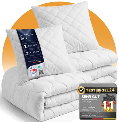 Produktbild von Microfaserbettdecke + Kopfkissen Bettdecke & Kopfkissen - 2-Set Kopfkissen - Ganzjahresdecke