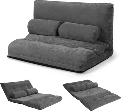Produktbild von GOPLUS Bodensofa mit Schlaffunktion, 3 in 1 Sofabett mit Kissen & verstellbare Rückenlehne, Klappsofa Schlafsofa Schlafsessel für Wohnzimmer & Gästezimmer (Grau,178 x 98 x 18 cm)