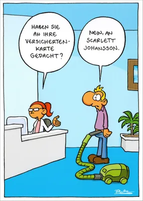 Produktbild von Cartoon-Postkarte Ralph Ruthe "Haben Sie an Ihre Versichertenkarte gedacht?"