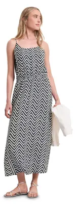 Productafbeelding van EOS-jurk met bandjes, all-over print, kleur: donkerblauw, maat: 44
