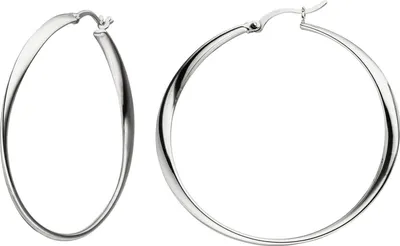 Produktbild von Paar Creolen 44,4mm Klappcreolen, rund, 925 Silber rhodiniert Ohrschmuck