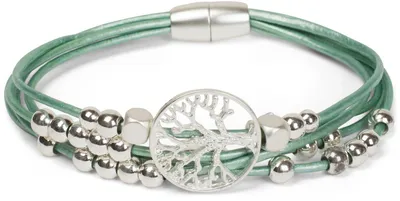 Produktbild von styleBREAKER Armband mit feinen Bändern, Lebensbaum Anhänger und Schmuckperlen, Magnetverschluss, Armschmuck, Schmuck, Damen 05040135