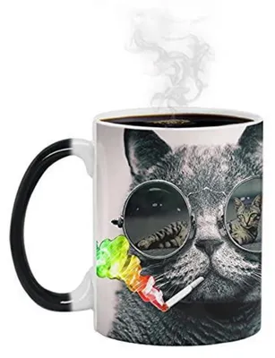 Productafbeelding van Koffiekop met kattenmotief, kleurveranderend, keramiek, 350 ml, warmtegevoelig