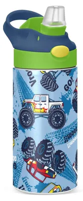 Produktbild von Monster Truck Wasserflasche für Kinder mit Strohhalm, 350ml