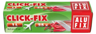Produktbild von 250x ALUFIX Click-Fix 1 Liter Flugbeutel Haushaltsbeutel 16,5 x 19 cm mit Doppel-Druckverschluss