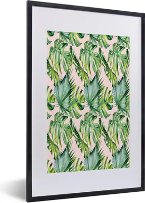 Produktbild von MuchoWow® MuchoWow® Gerahmtes Poster Jahrgang - Monstera - Tropisch 40x60 cm - Poster mit zchwarzem Bilderrahmen - Poster in Rahmen