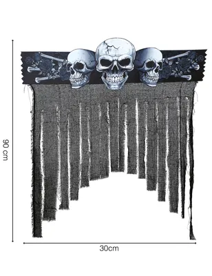 Produktbild von Halloween Schädel Vorhang Spukiger Totenkopf Halloweendekor Horrorpartei Terrorschmuck Für Unheimliche Türdekoration Schauriges Feierdekor, Farbe: Mehrfarbig