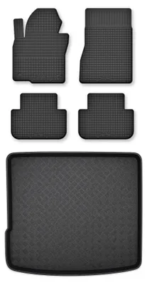Image de Tapis en caoutchouc + bac de coffre pour BMW X6 E71 2008-2014 (5 portes) – 5 pièces, noirs, semi-universel, adapté