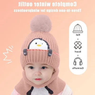 Unisex Baby Wintermütze mit 2 Pompons, warm und bequem für kaltes Wetter, perfekt für Aktivitäten im Freien