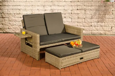 Produktbild von CLP Polyrattan Sofa Ancona 5mm natur Polsterfarbe Anthrazit