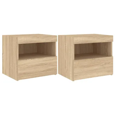 Obrázek produktu pro Noční stolky s LED osvětlením 2 ks dub sonoma 50 x 40 x 45 cm