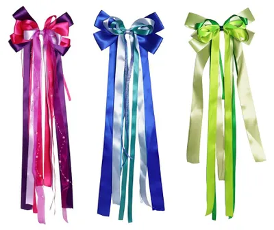 3 große Schleifen für Zuckertüten, 60x20 cm, Rosa/Blau/Grün