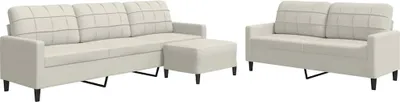 Produktbild von vidaXL 3-tlg. Sofagarnitur mit Kissen Creme Samt