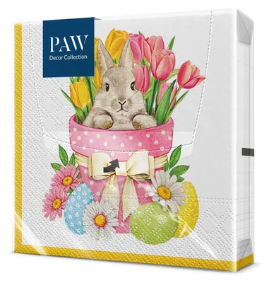 Produktbild von PAW Servietten 33 x 33 cm, 20 Stück - Blumenhase