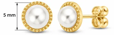 Produktbild von New Bling Goud 9NBG-0015 - Oorknopjes Bol - Parel in Randje - 4mm - Goud