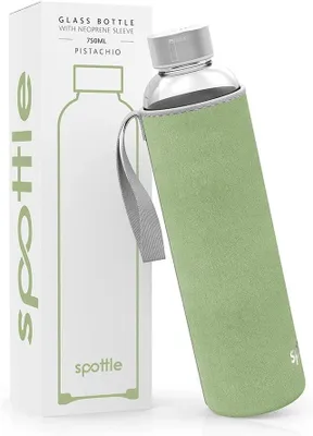 Obrázok produktu pre Sklenená flaša na vodu 750 ml, borosilikátové sklo, neoprénový obal, bez BPA, pre sport