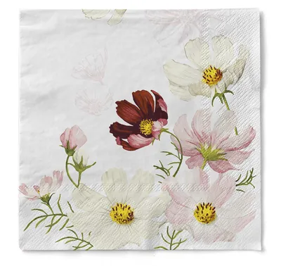 Produktbild von MANK Serviette Cosmea aus Tissue 3-lagig, 40 x 40 cm, 1/4 Falz, 100 Stück - Floral