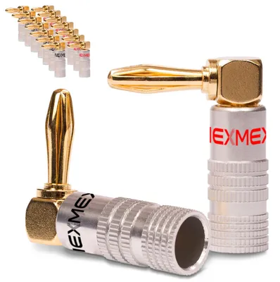 Produktbild von Bananenstecker 90° gewinkelt vergoldet 16x Stecker NEXMEX Winkel Steckverbinder
