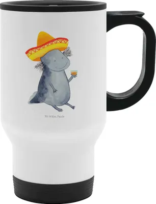 Produktbild von Mr. & Mrs. Panda Kaffeebecher To Go Axolotl Tequila - Weiß - Geschenk, Urlaub, Molch, Mehrwegbecher, thermosbecher, Mexiko, Kaffee-Thermobecher, Mexico, Thermobecher
