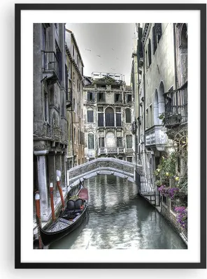 Produktbild von Gerahmtes Poster - Schwarzer Rahmen - Venedig Brücke Wasser - 50x70 cm - Wand Bild - Wanddeko - Wandbilder - Kunstposter - Wandposter - Bilderrahmen - Bilder - Kunstdruck - Wandbild - P2BPA50x70-3522