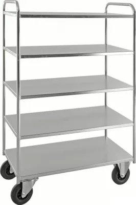 Produktbild von Kongamek Etagenwagen voll verschweisst 1470mm hoch mit 5 Böden verzinkt und Bremse