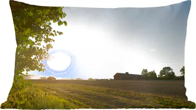 Produktbild von MuchoWow® Zierkissen Sofakissen Wohnzimmer Dekokissen 50x30 cm Traktor - Bauernhof - Sonne - Wohnzimmerdekoration - Polster mit Photo