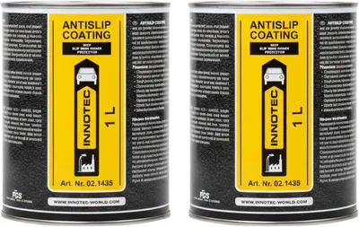 Produktbild von 2 Stück INNOTEC Antislip Coating 1 L Schwarz – rutschfeste Premium Schutzbeschichtung für Fahrzeugstufen, Verladebrücken, Bus-& Wohnmobiltrittstufen