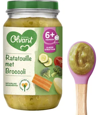 Produktbild von Olvarit Ratatouille mit Brokkoli Babybrei 6 Monate+ 200g, zuckerfrei, nährstoffreich