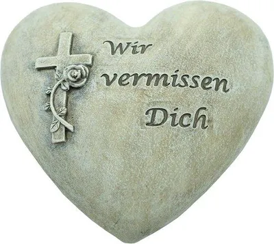 Produktbild von Famanu Herzförmige Grafdekoration mit Inschrift 'Wir Vermissen Dich' - Wetterfest