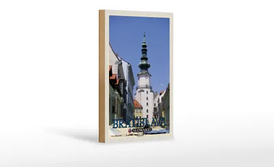 Produktbild von Holzschild Reise 12x18 cm Bratislava Slowakei Michaelertor