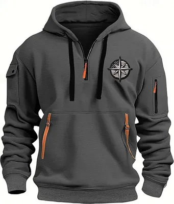 Image de ASKSA Hommes Hoodie Basic Jogging Sport Hoodie Cordon de serrage Avec poches Slim Fit Zip Gym Pullover,B Gris foncé,XXL