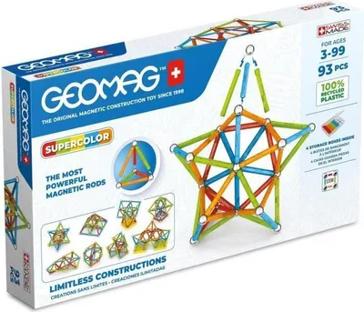 Image de Jeu de Construction Magnétique Geomag Supercolor, 93 Pièces, 100% Recyclé, 3+ Ans