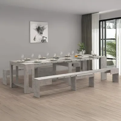 Immagine prodotto di Dmora set Tavolo e Sedie Auditore Grigio, 12 Posti Allungabile Italy