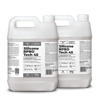 Produktbild von Silikon Kautschuk R PRO TECH 45 – weich, durchsichtig, 1:1, hitzebeständig, Abformsilikon für Formenbau & Harzformen (10 kg)