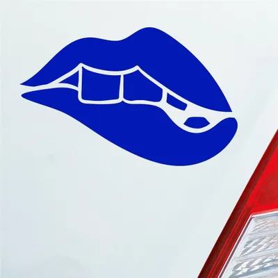 Produktbild von Auto Aufkleber Sexy Lippen Beißen Kussmund Erotisch Devot Shades 15x10 cm Dunkelblau Sticker Heckscheibenaufkleber