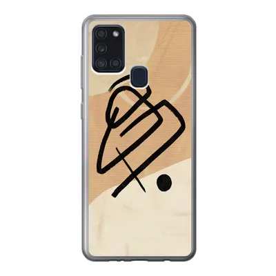 Produktbild von MuchoWow® Handyhülle Schutzhülle Hülle für Samsung Galaxy A21s Schwarz - Design - Braun Silikon Softcase Handy Hülle - Hartschale