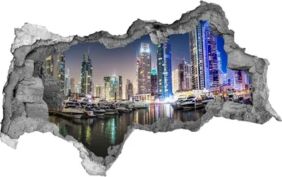 Produktbild von Selbstklebender Loch-3D-Aufkleber 95x73 cm Dubai in der Nacht