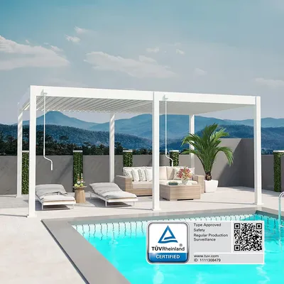 Produktbild von Deluxe Pavillon Terrassenüberdachung Aluminium 3,6 x 5,3 M weiß