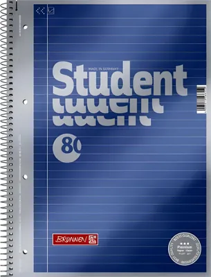 Immagine prodotto di BRUNNEN 1067141 Collegeblock Student Premium A4 foderato, con riga di margine all'interno Copertina: blu-metallico