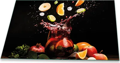 Produktbild von Herdabdeckplatte Glaskeramikkochfeld-Abdeckung Spritzschutz Glas Universal 80x52 Obst Bunt