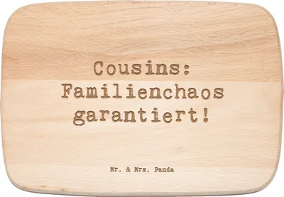 Produktbild von Mr. & Mrs. Panda Küchenbrett Spruch Cousin Abenteuer - Transparent - Geschenk, schneidebrettchen, Verwandtschaft, schneidbrett, Spaß, persönliche Erinnerungen, Jubiläen