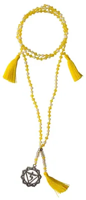 Produktbild von Chakra Mala "Manipura Chakra" Glasperlen, Metall () gelb/ weiß 48cm