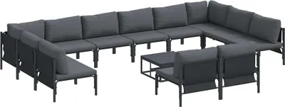 Image de vidaXL Ensemble de canapé de jardin avec coussins 13 pcs noir acier