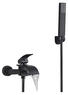 Obrázok produktu pre Kúpeľňová batéria, montáž na stenu, vrátane ručnej sprchy, čierna B