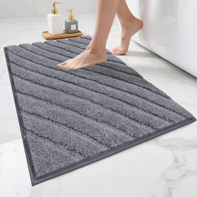 Image de Tapis de bain, antidérapant, lavable, en microfibre, doux, absorbant, gris, 50 x 80 cm